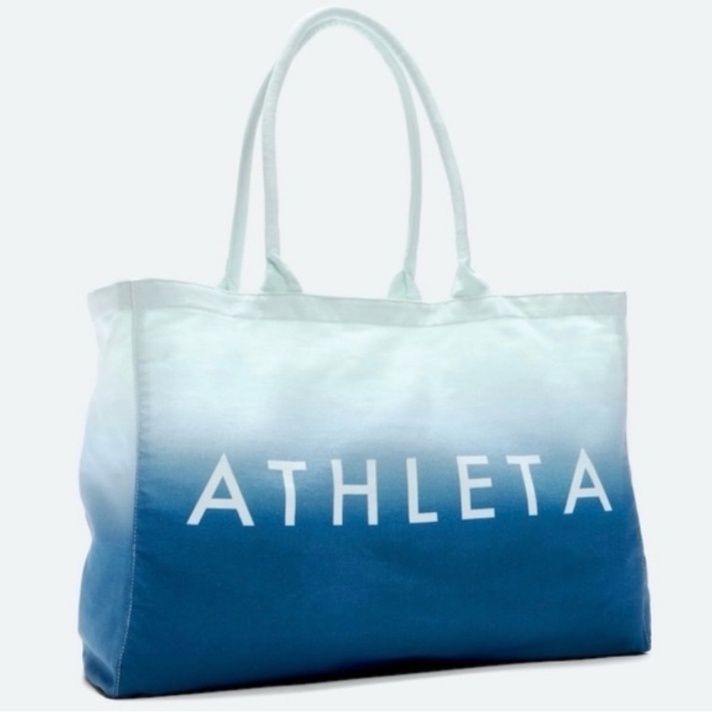 ATHLETA 100% Cotton Tote Bag Blue Ombre Beach & Everyday Carry all